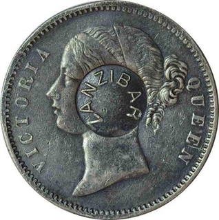 One Rupee Conter-Struck of Zanzibar of British India.