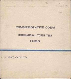 1985 Set of Two Coins Silver of Calcutta Mint.