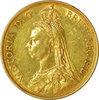 Gold Two Pounds of Victoria Queen of United Kingdom. 