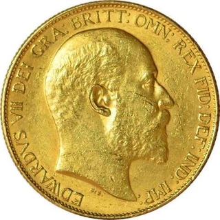 Gold Two sovereign of Edward VII of United Kingdom. 