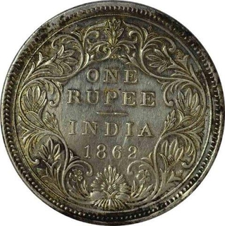 Silver Error Rupee of Victoria Queen of Bombay Mint of 1862.