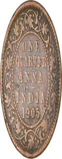 Copper Error One Quarter Anna  of King Edward VII of Calcutta Mint of 1905.