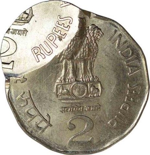 Cupro-Nickel of two Rupees of Error coin of Republic India.