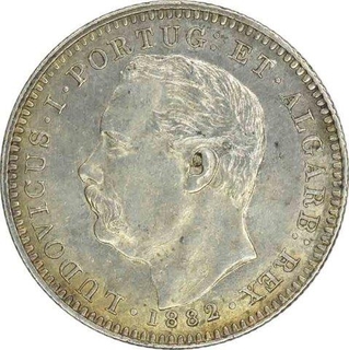 Silver Half Rupia of India Portuguese of of Louis I.