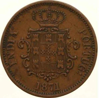 Copper Half Tanga (30 Reis) of India Portuguese of Luiz I.