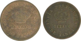 Copper Quarter Tanga and One Eighth Tanga of India Portuguese of Ludovicous I.