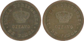 Copper Unit (2) One Eighth Tanga of India Portuguese of Ludovicous.