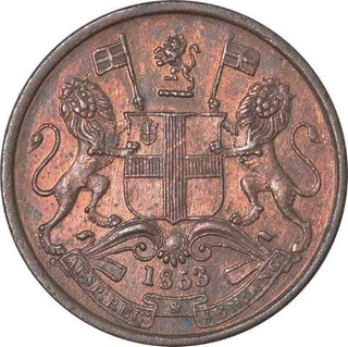 Copper Half Pice of East India Company of Calcutta Mint of 1853.