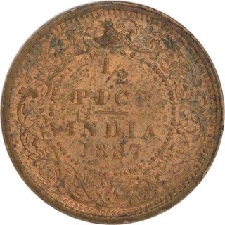 Copper Half Pice of Victoria Empress of Calcutta Mint of 1887.