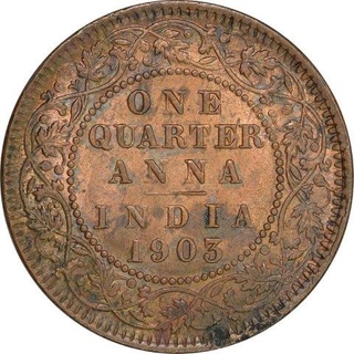 Copper One Quarter Anna of King Edward VII of Calcutta Mint of 1903.