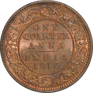 Copper One Quarter Anna of King George V of Calcutta Mint of 1912.