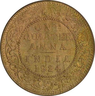 Copper One Quarter Anna of King George V of Bombay Mint of 1924.