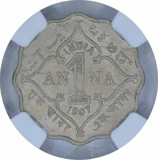 Cupro Nickel One Anna of King Edward VII of Bombay Mint of 1907.