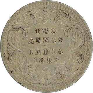 Silver Two Annas of Victoria Empress of Calcutta Mint of 1883.