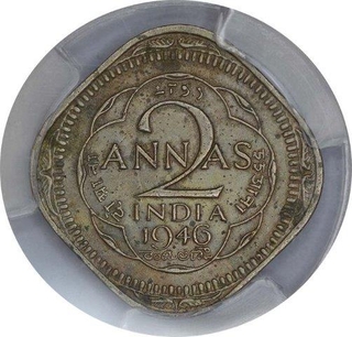 Cupro Nickel Two Annas of King George VI of Calcutta Mint of 1946.