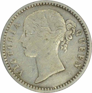 Silver Quarter Rupee of  Victoria Queen of Calcutta Mint of 1840.