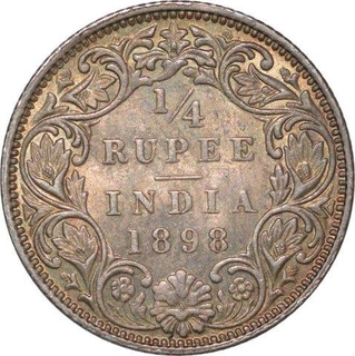 Silver Quarter Anna of Victoria Empress of Bombay mint of 1898.