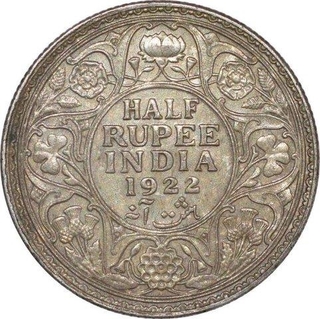 Silver Half Rupee of King George V of Bombay Mint of 1922.