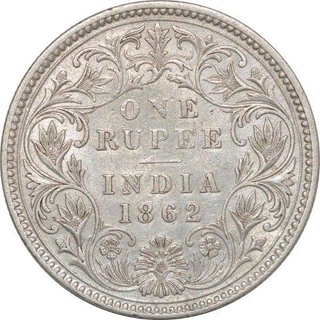 Silver Rupee of Victoria Queen of Calcutta Mint of 1862.