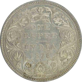 Silver Rupee of Victoria Queen of Bombay Mint of 1876.