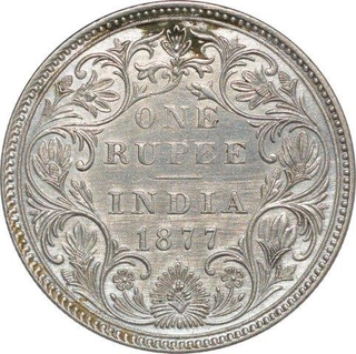 Silver Rupee of Victoria Empress of Bombay Mint of 1877.