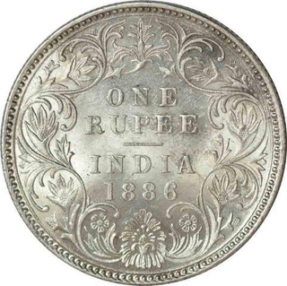 Silver Rupee of Victoria Empress of Bombay Mint of 1886.