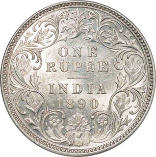 Silver Rupee of Victoria Empress of Bombay Mint of 1890.