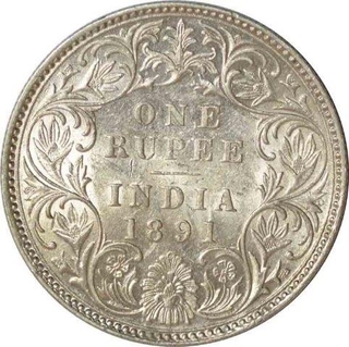 Silver Rupee of Victoria Empress of Bombay Mint of 1891.