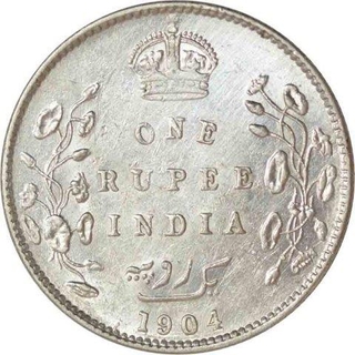 Silver Rupee of King Edward VII of Bombay Mint of 1904.