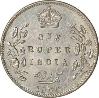 Silver Rupee of King Edward VII of Bombay Mint of 1906.