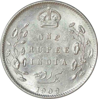 Silver Rupee of King Edward VII of Bombay Mint of 1909.