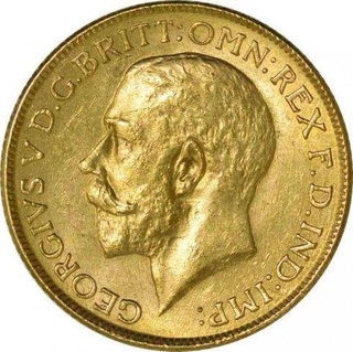 Gold Sovereign of King George V of Bombay Mint of 1918.