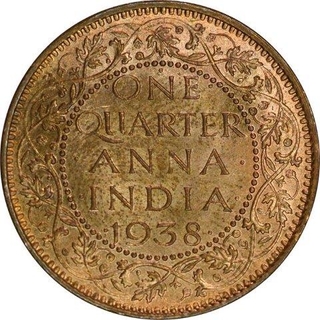 Roll of  Bronze One Quarter Anna of King George VI of Bombay Mint of 1938.