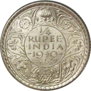 Lot of Five Silver Quarter Rupee of King George VI of Calcutta Mint of 1940.