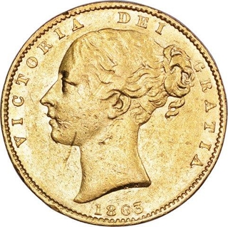 Gold Sovereign of Victoria Queen of United Kingdom of 1863.