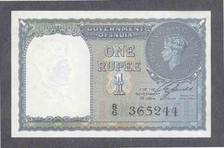 One Rupee Bank Note of King George VI Signed by C E Jones of 1944.