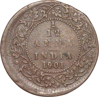 Copper One Twelfth Anna of Victoria Empress of Bombay Mint of 1901.