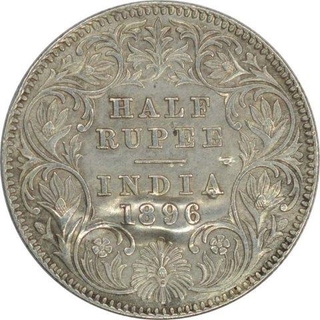 Silver Half Rupee of Victoria Empress of Calcutta Mint of 1896.