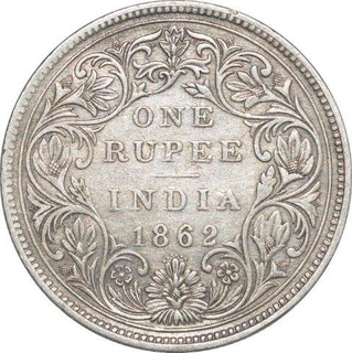 Silver Rupee of Victoria Queen of  Bombay Mint of 1862.