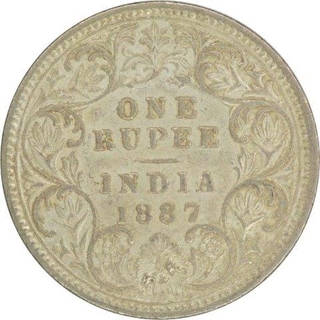 Silver Rupee of Victoria Empress of Calcutta Mint of 1887.