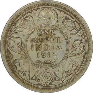 Silver Rupee of King George V of Bombay Mint of 1918.