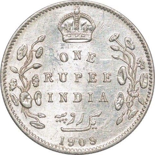 Silver Rupee of King Edward VII of Bombay Mint of 1909.