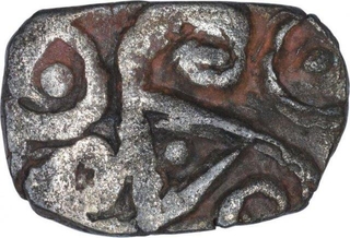 Punch Marked Silver Half Karshapana Coin of Kuru Janapada.