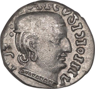 Silver Drachma Coin of Rudrasena I of Kardamaka Family of Western Kshatrapas.