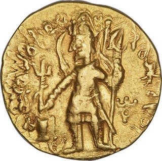 Gold Dinara Coin of Kushan Dynasty of Vasudeva I.