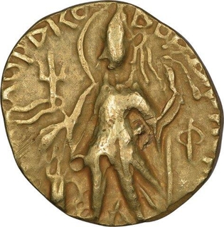 Gold Dinar Coin of Kushan Dynasty of Vashishka.