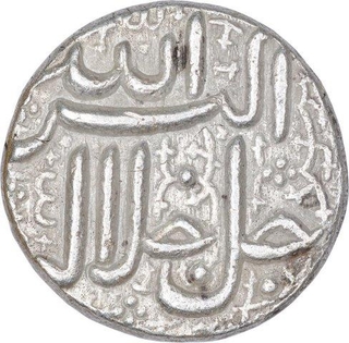 Silver One Rupee Coin of Akbar of Ahmadabad Mint of Bahman Month.