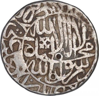 Silver One Rupee Coin of Akbar of Hadrat Delhi Mint.