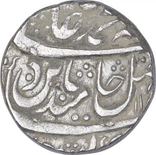 Silver One Rupee Coin of Mahe Indrapur Mint of Bharatpur State.