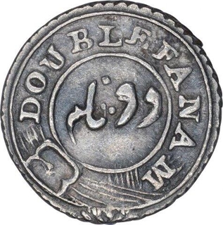 Silver Double Fanam Coin of Madras Presidency.